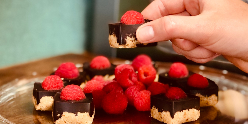 Mini choc nutty raspberry cups